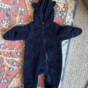 Navy Blue Fleece Kids Footie